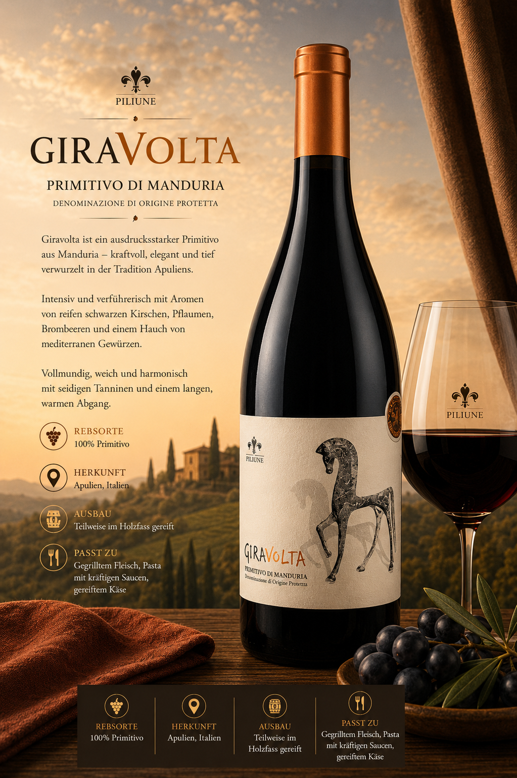 Wein, Rotwein, Primitivo, Manduria, Flasche