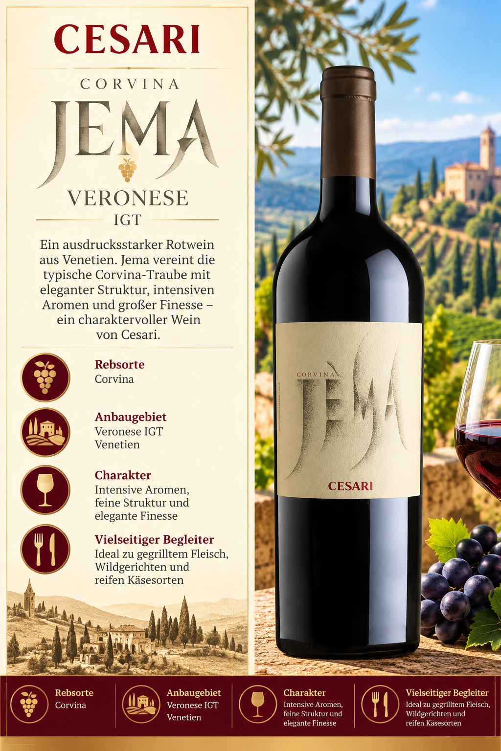 Wein, Rotwein, Verone, Veroneser Wein, Cesari
