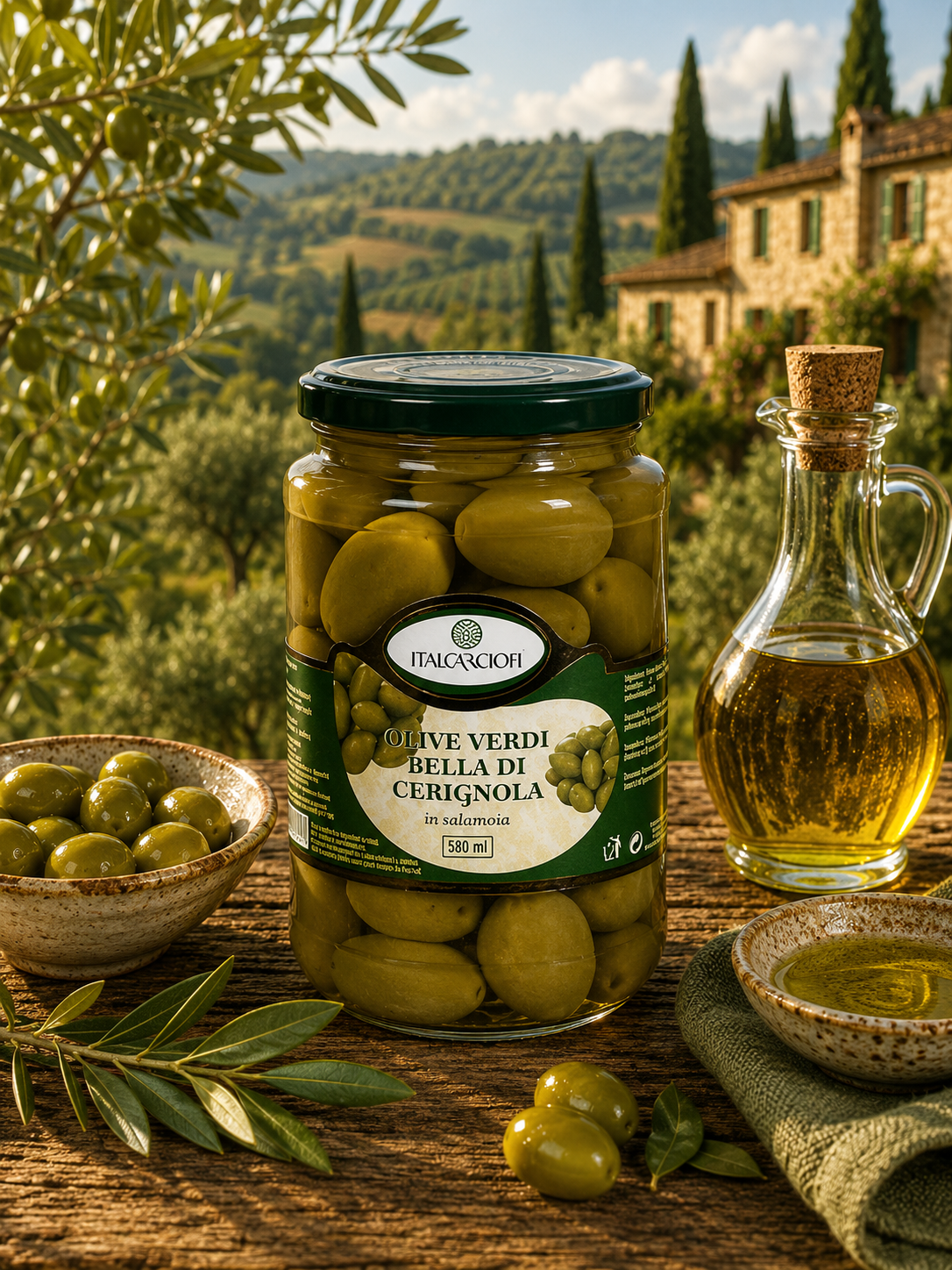 Oliven, Olivenöl, Glas jar, Großes Glas, Italische Oliven