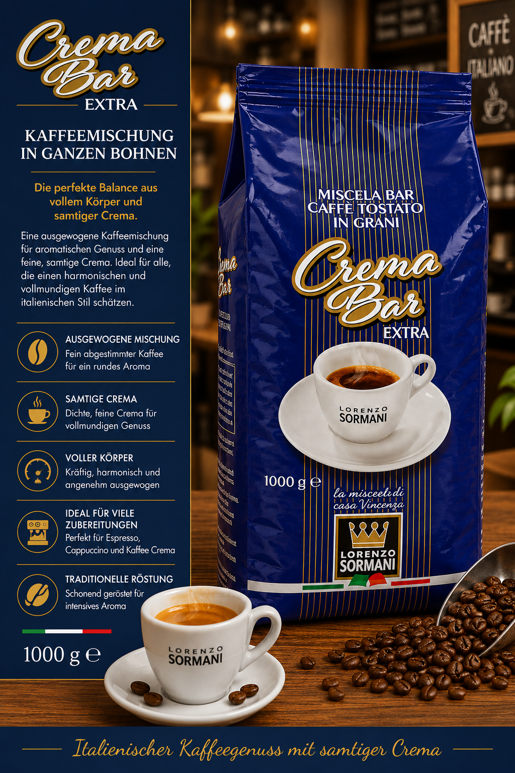Kaffeemischung, Kaffee, Espresso, 1000 g, Packung