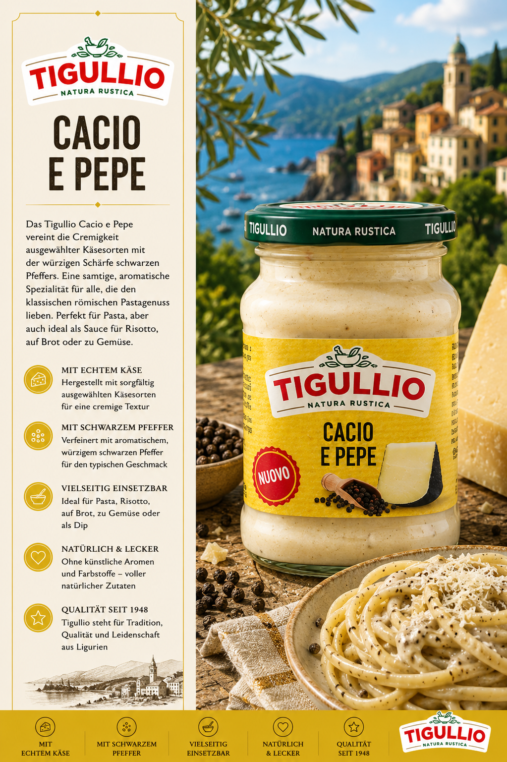 Käse, Cacio e Pepe, Glas Jar, Natura Rustica, Pasta-Zutat