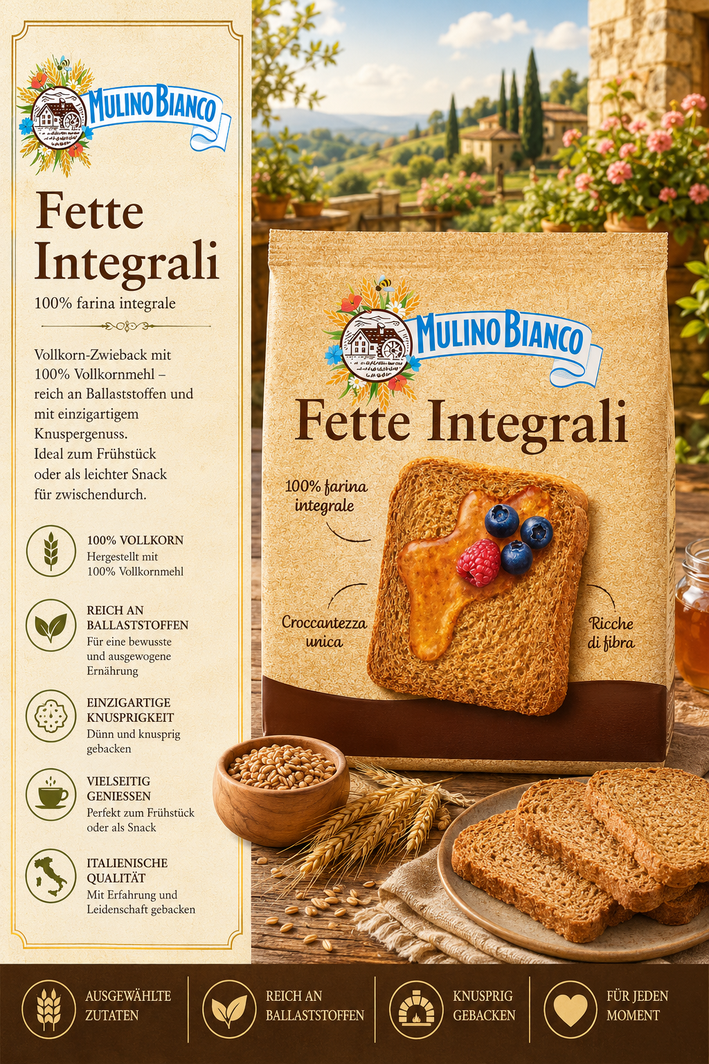 Vollkornbrot, Fette IntegraIi, Kornbrot, Hochwertiges Brot, Saaten
