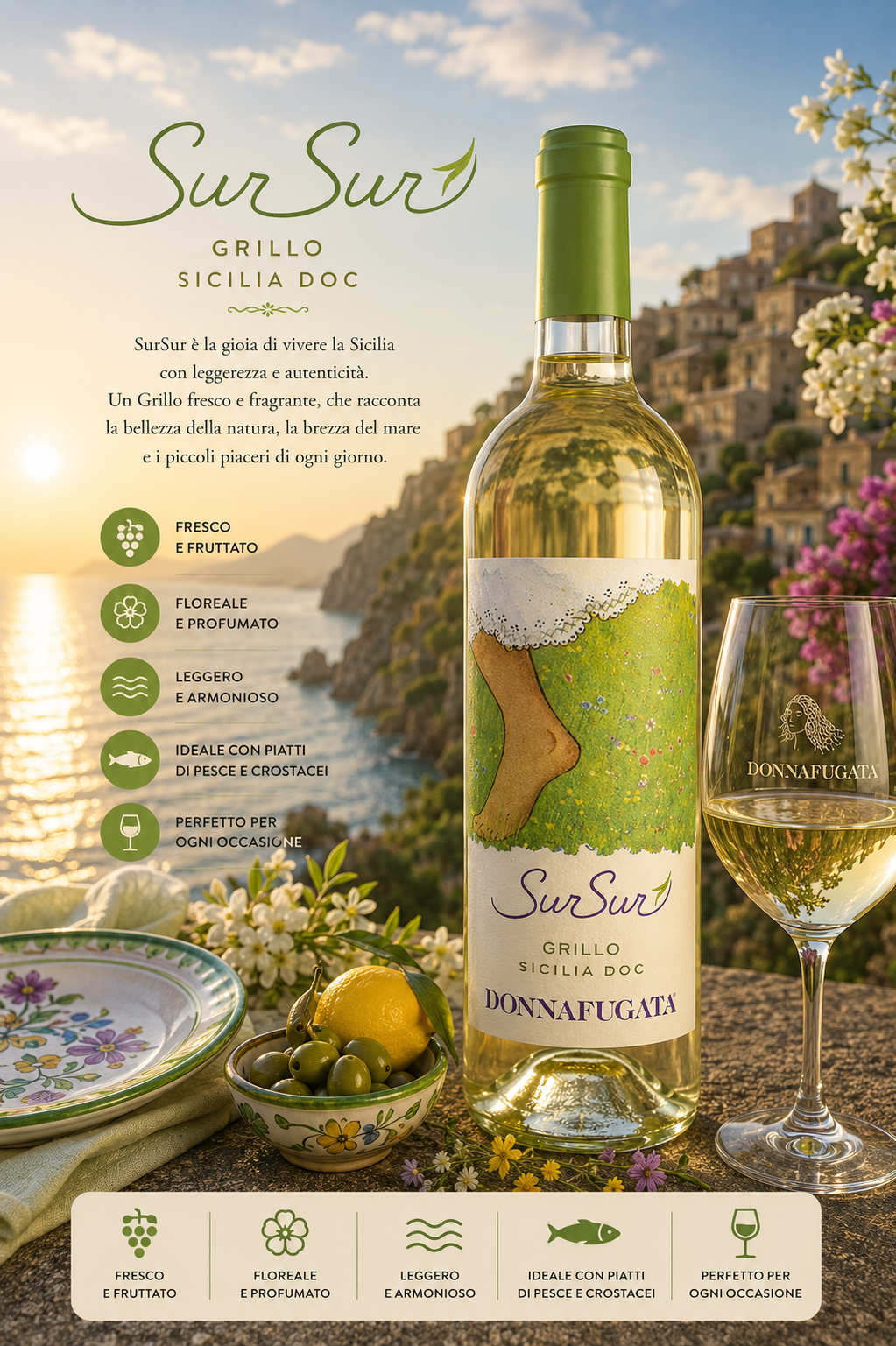 Weißwein, Flasche, Grillo, Sicilia, Donnafugata