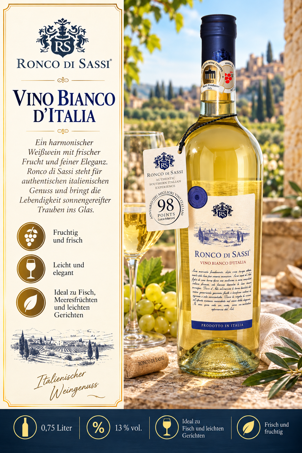 Weißwein, Italien, Vino Bianco, Flasche, Etikett