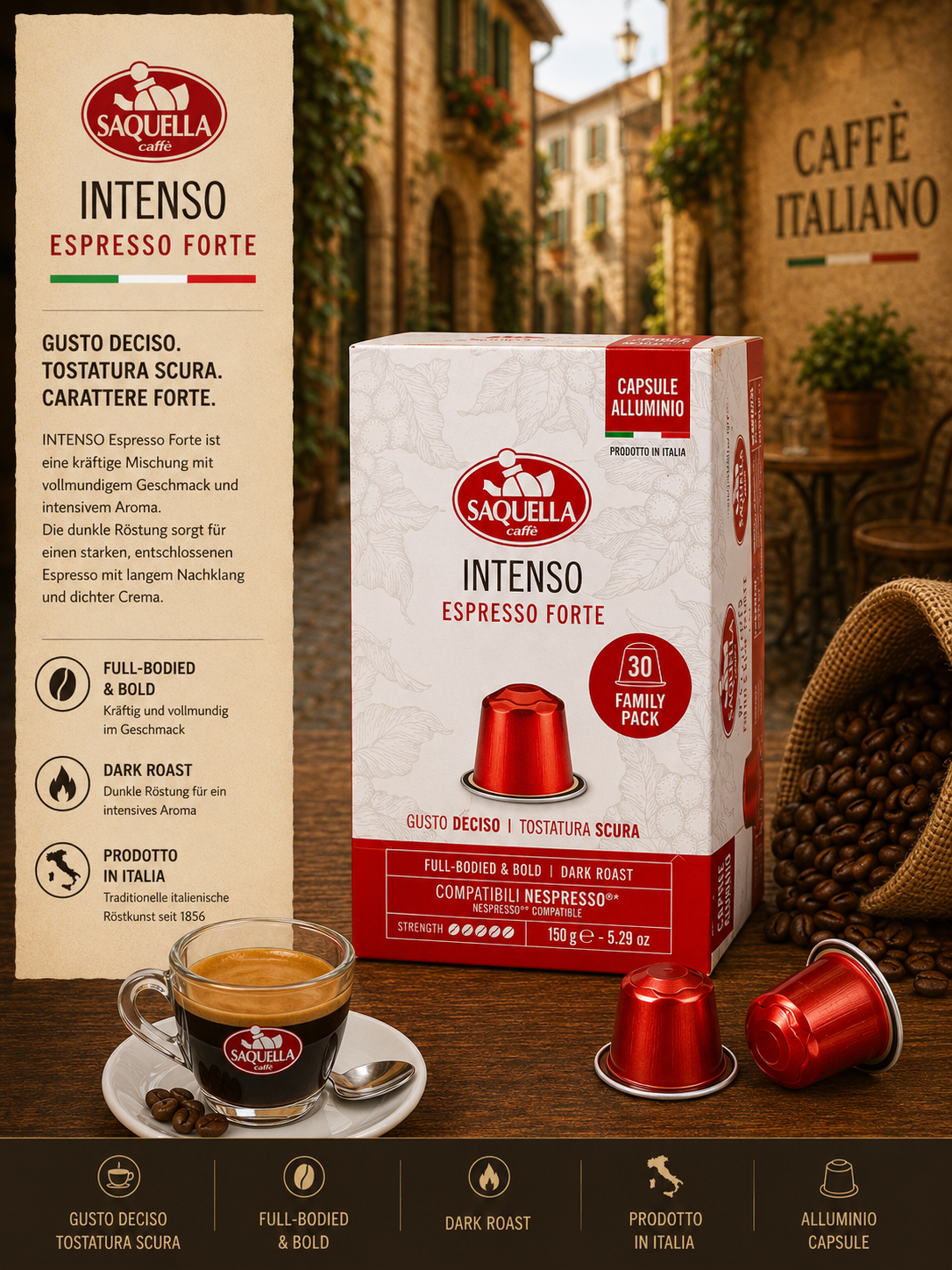 espresso, capsule, full-bodied, dark roast, italian