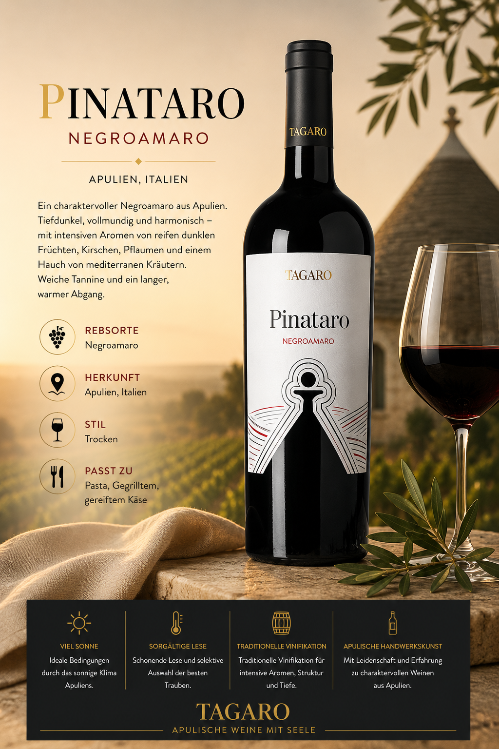 Wein, Rotwein, Pinot Noir, Negroamaro, Flasche