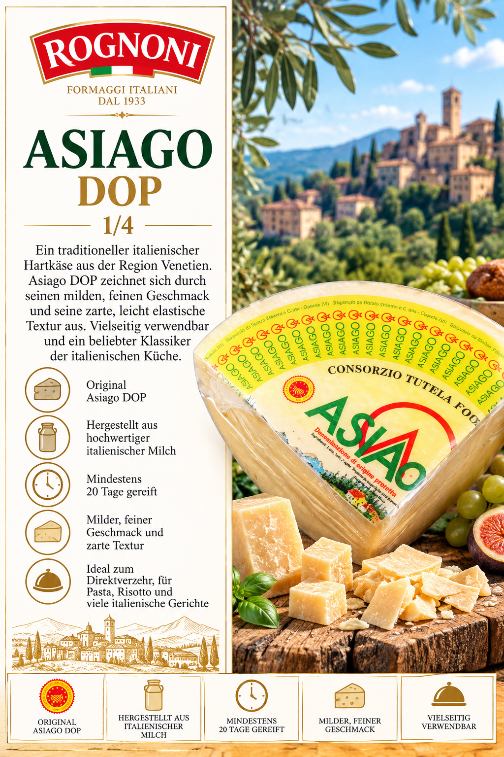 Asiago, Käse, Hartkäse, Milchkäse, italienisch