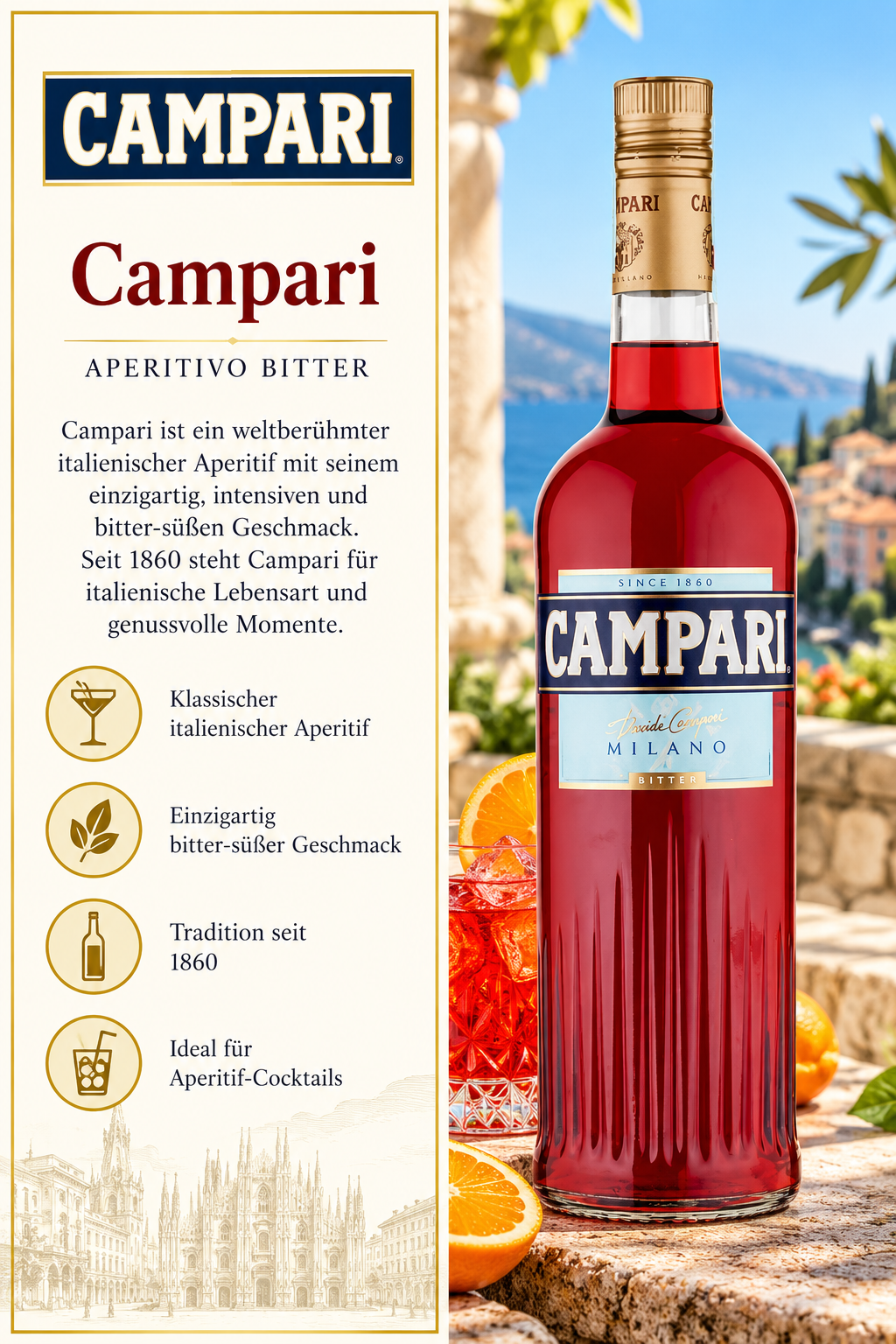 Aperitif, Cocktail, Kurzlikör, Campari, Flasche