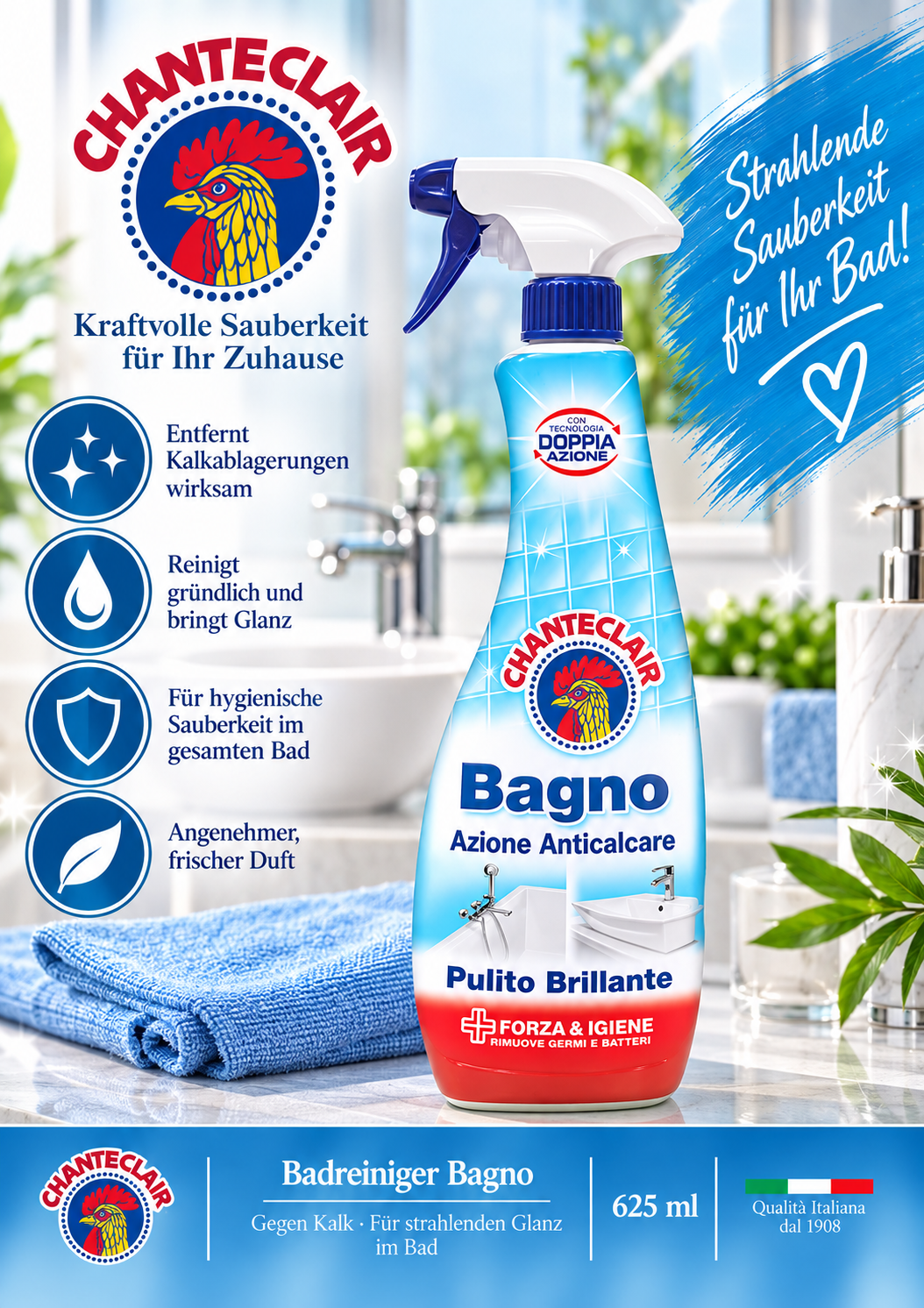 Reiniger, Badezimmer, Sprühreiniger, Bleiche, 625ml