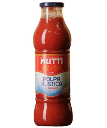 Tomatensauce, Polpa rustica, Glasflasche, Rot, Parmesan?, Tomatensauce, Polpa Rustica, Tomatenpassata, Parmaschnitt, Glasflasche, Tomatensauce, Rustikale Sauce, Parma-Stil, Glasflasche, Rote Sauce