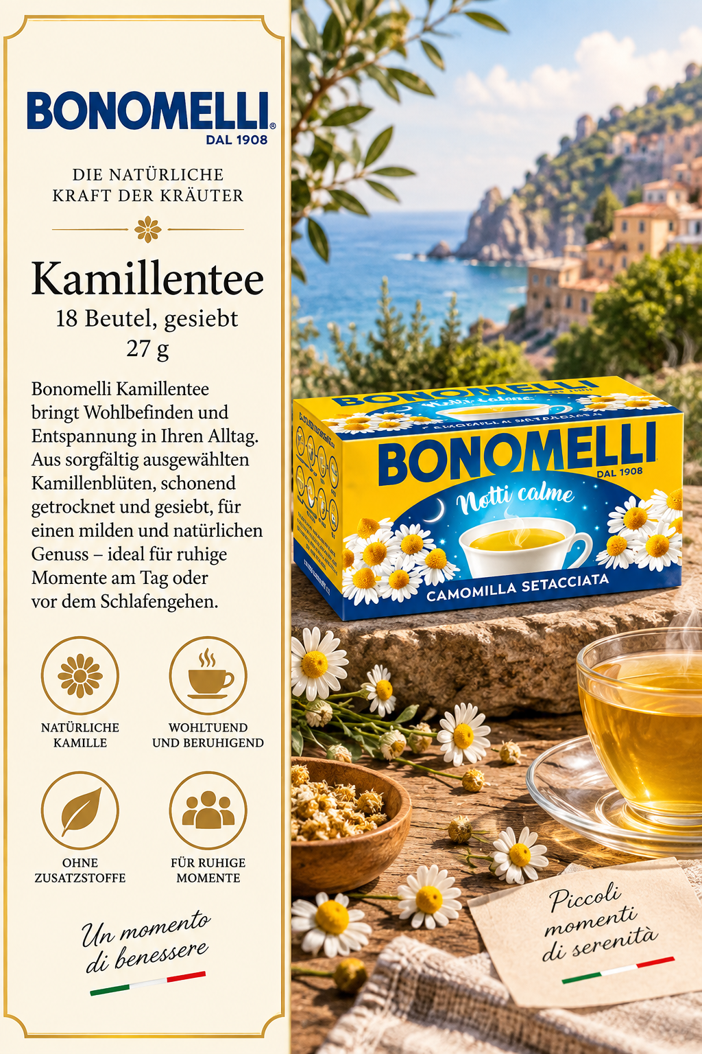 Kamillentee, Kräutertee, Teebeutel, Kamille, Boxen-Setup