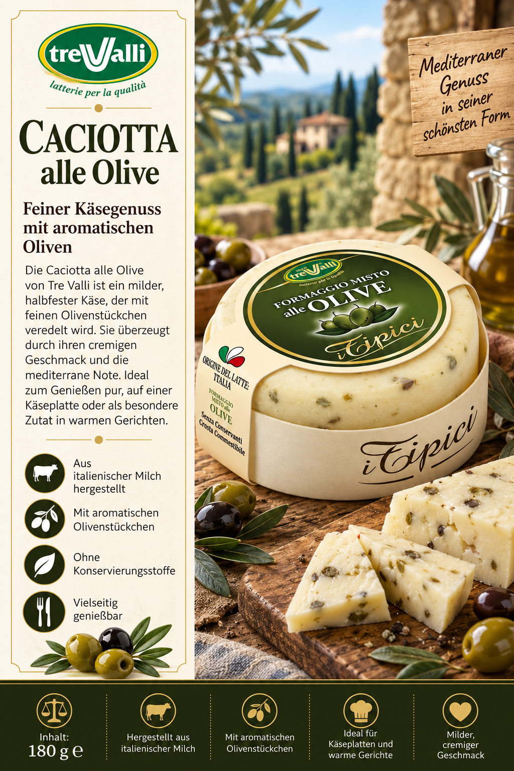 Käse, Oliven, Käsegericht, Italienische Milch, Olivenstücke