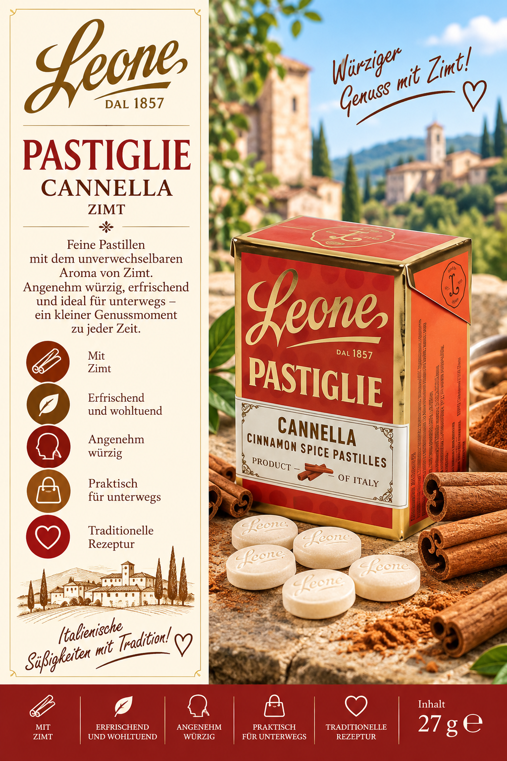 Pastiglie, Cannella, Zimt, Pasticiglie, Italienische_Süßigkeiten