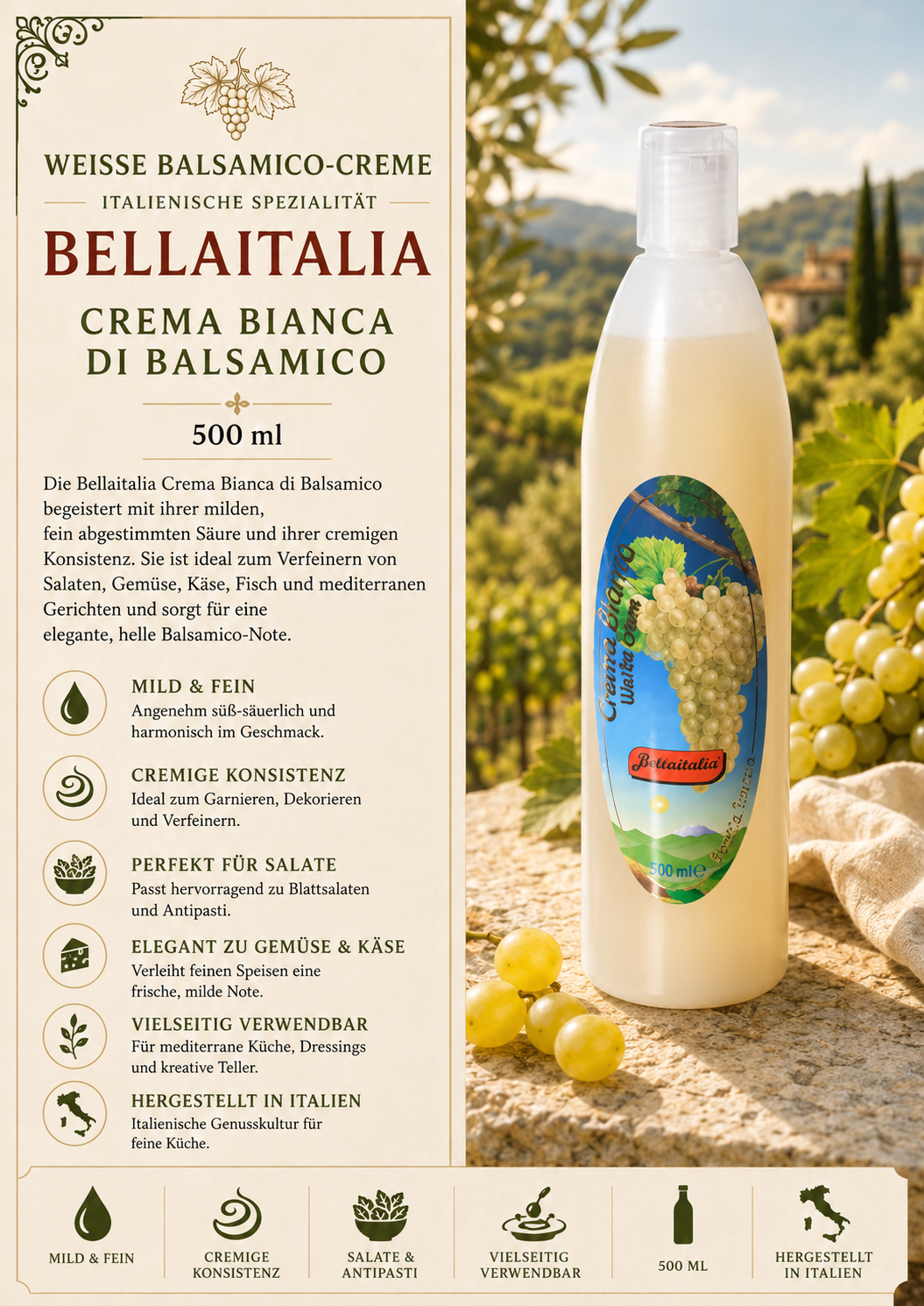 Balsamico, Crema, 500 ml, Salatdressing, Italienisch