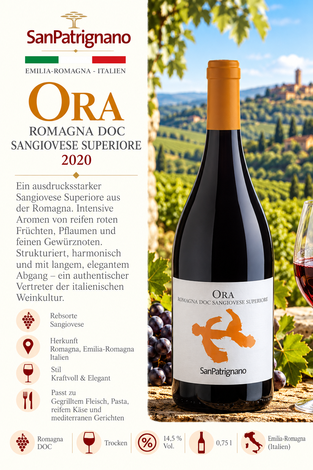 Wein, Rotwein, Romagna, Sangiovese, Flasche