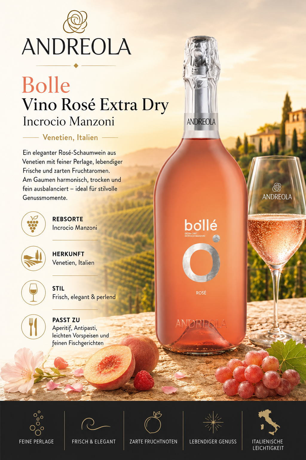 Roséwein, Vino Rosé, Flasche, Weinflasche, Bodenständige Farbe