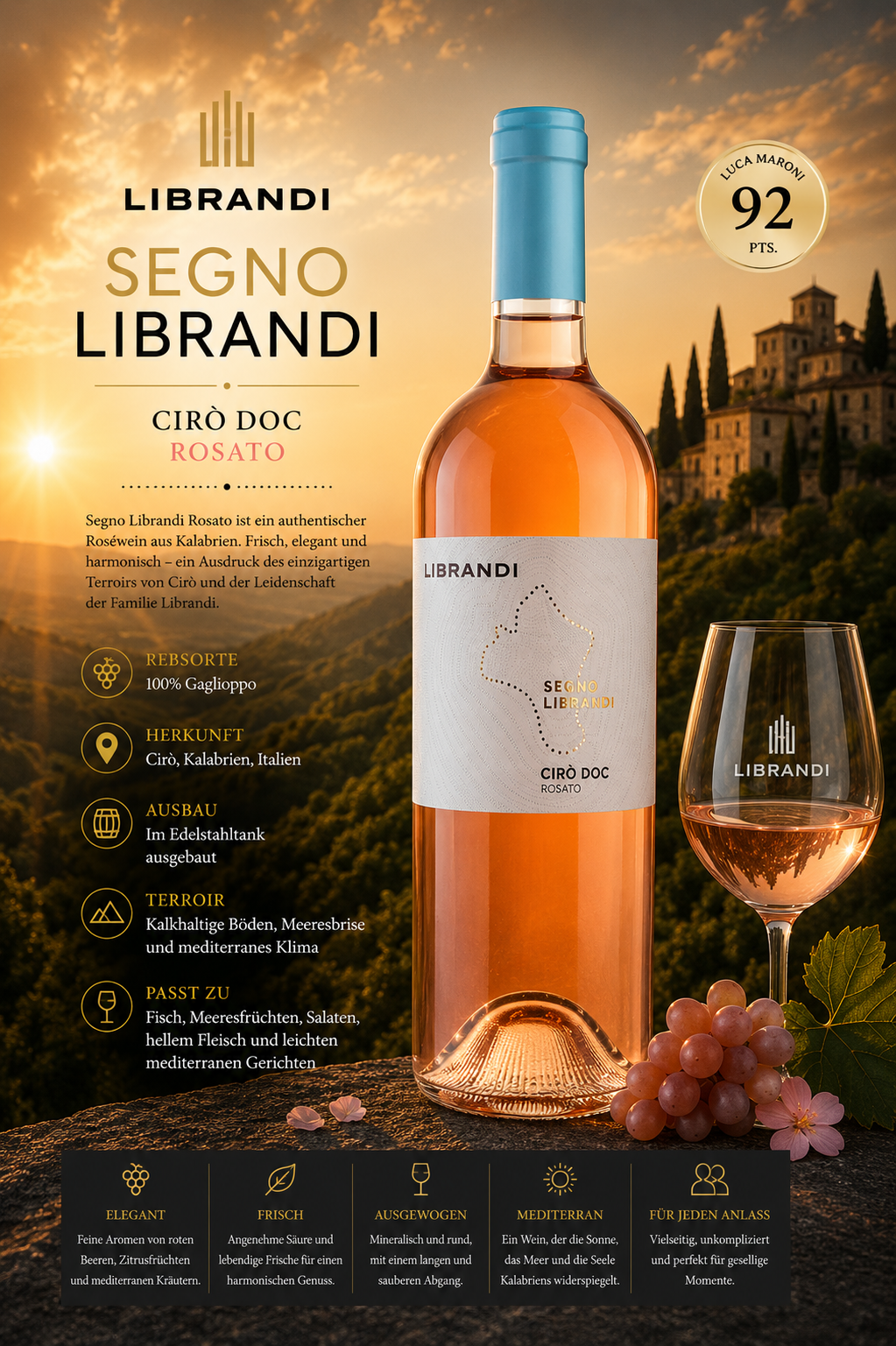 rosé, wein, glas, flasche, etikett