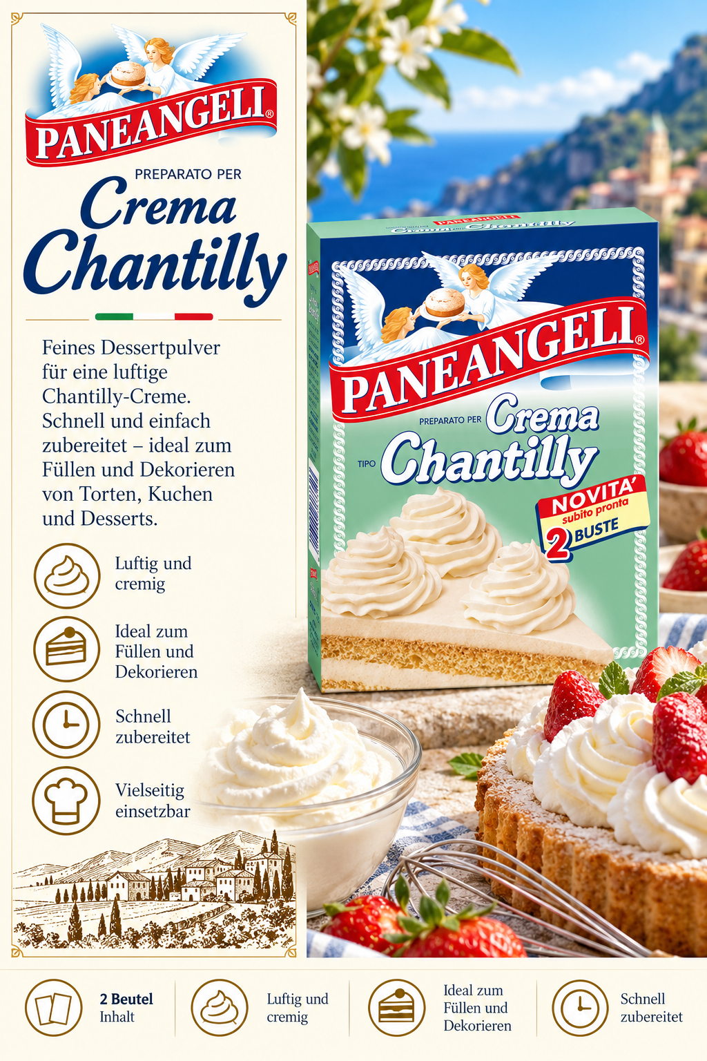 Chantilly, Sahnecreme, Backpulver, Kuchenboden, Dekorieren