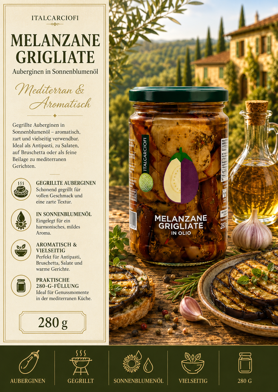Auberginen, Melanzane, Grigliate, In Öl, 280 g