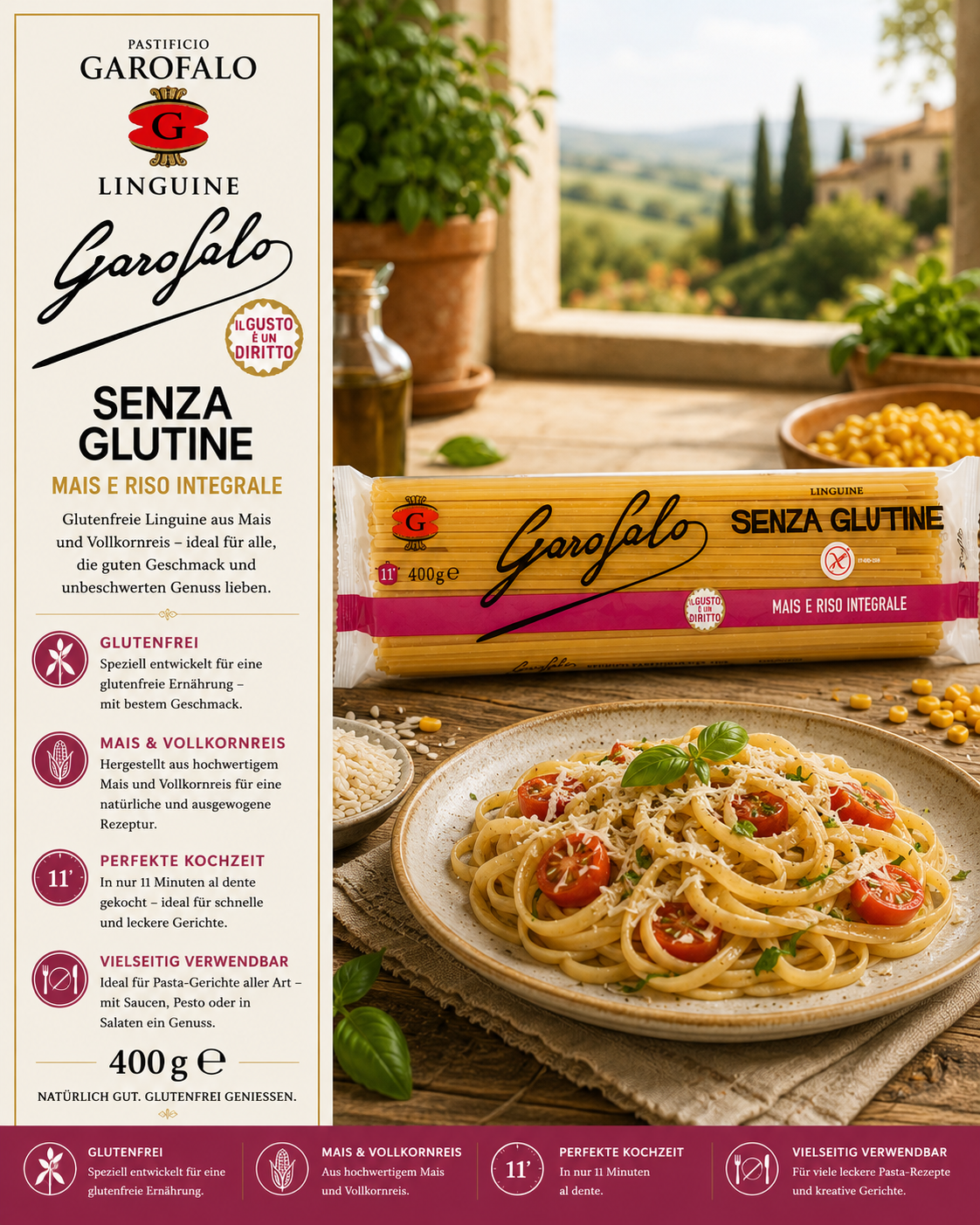 glutenfrei, linguine, maïs & reis, unverpackte verpackung, garafalo