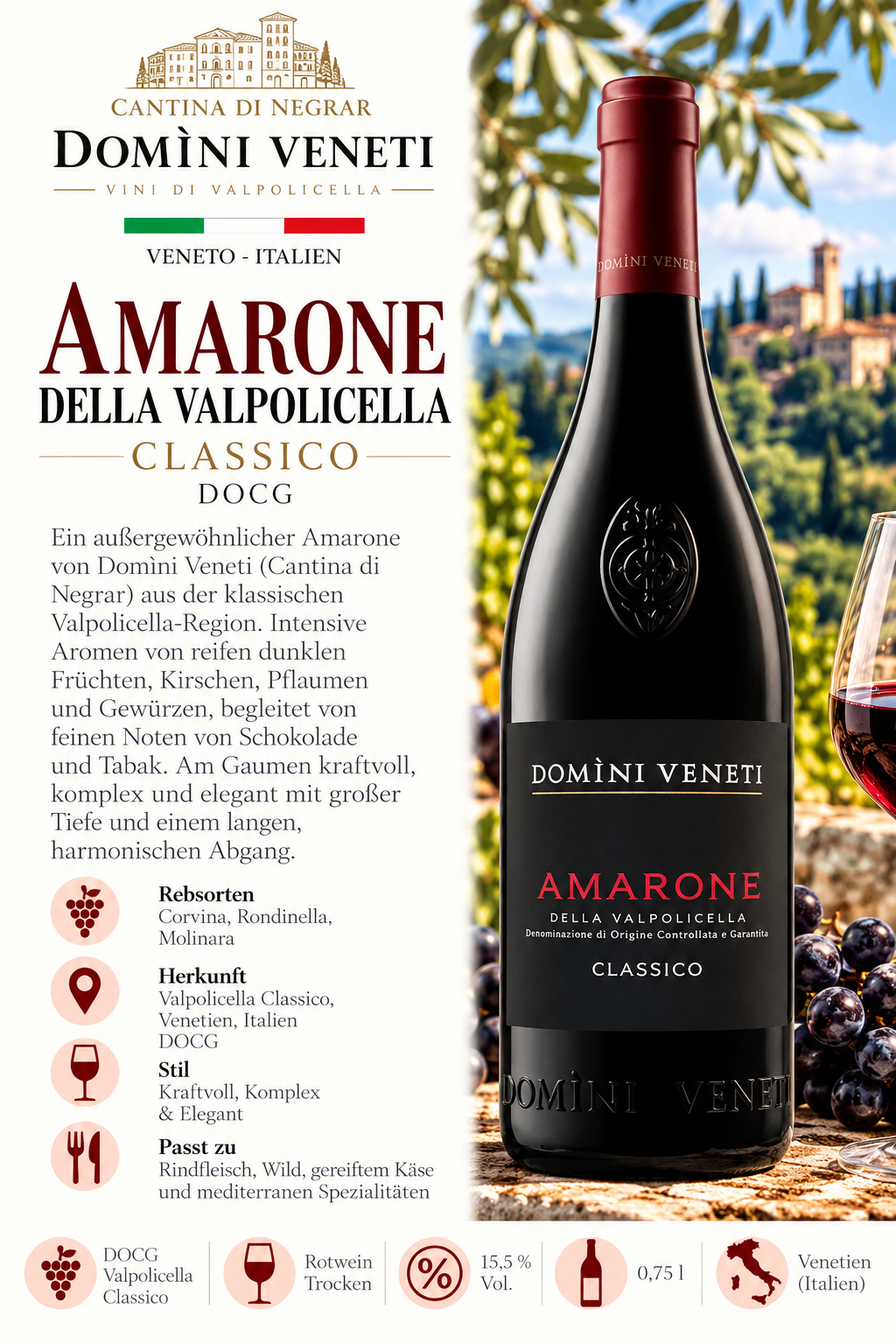 Amarone, Valpolicella, Rotwein, Clasico, Flasche