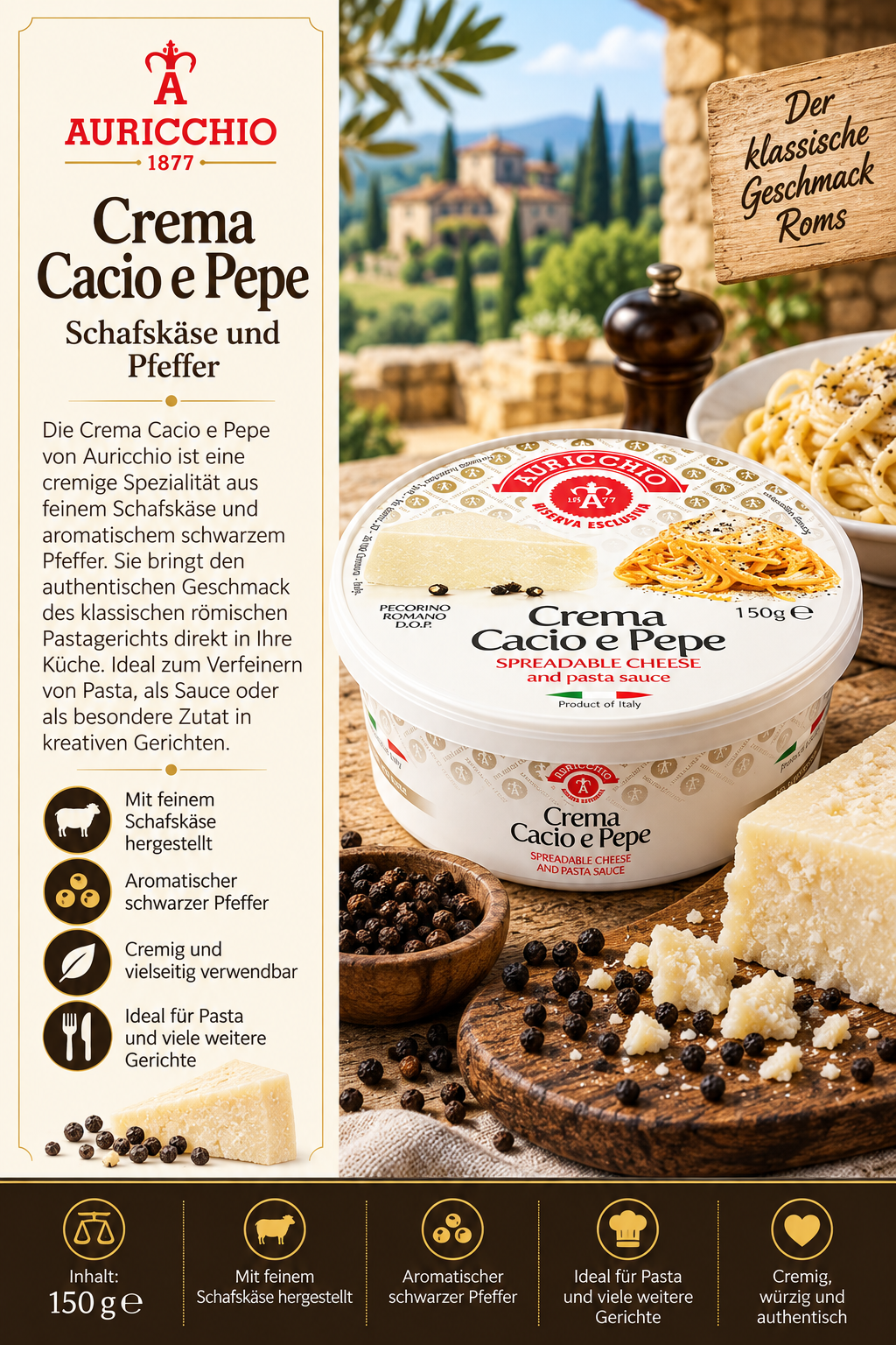 Käsecreme, Schafskäse, Pfeffer, Pastasauce, Italienische Käsecreme