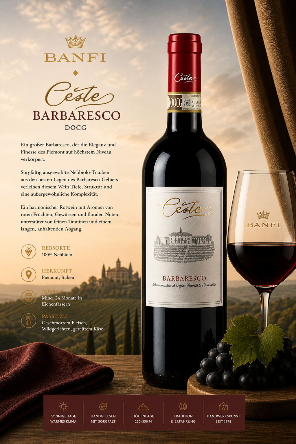 Wein, Barbaresco, Rotwein, Nebbiolo, Flasche
