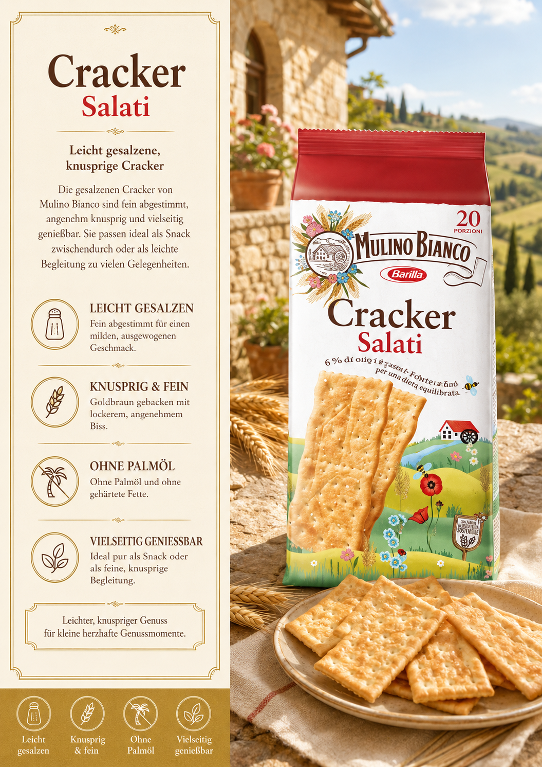 Cracker, Salati, Knusprige Cracker, Palmenfritten?, Ohne Palmöl