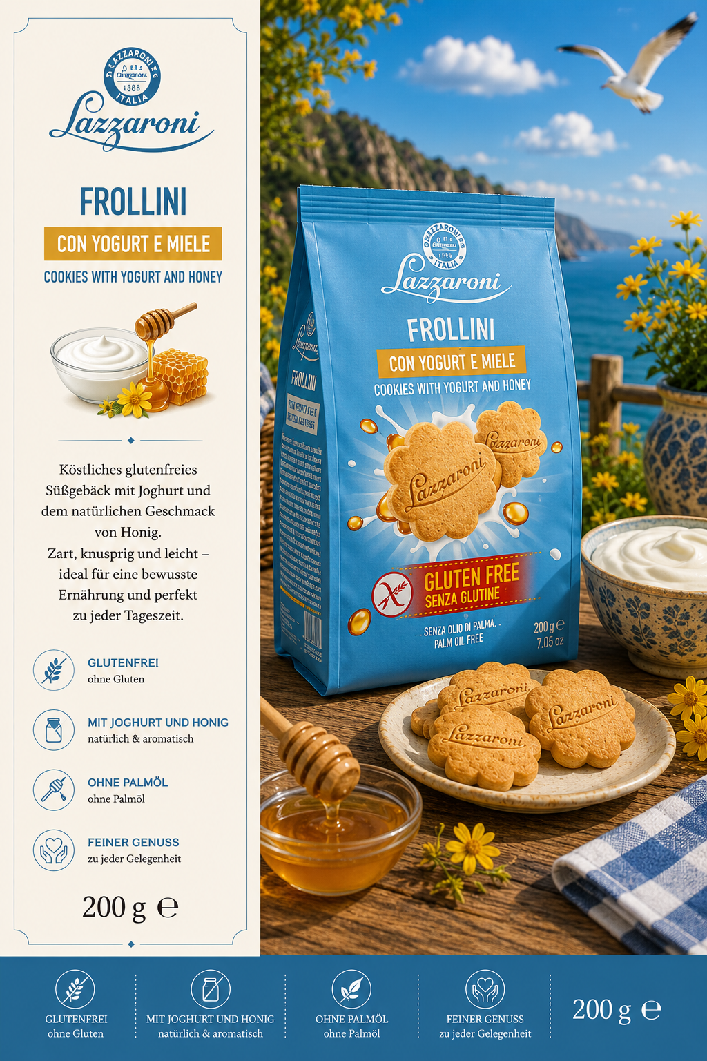 Cookies, Frollini, Glutenfrei, Joghurt, Honig