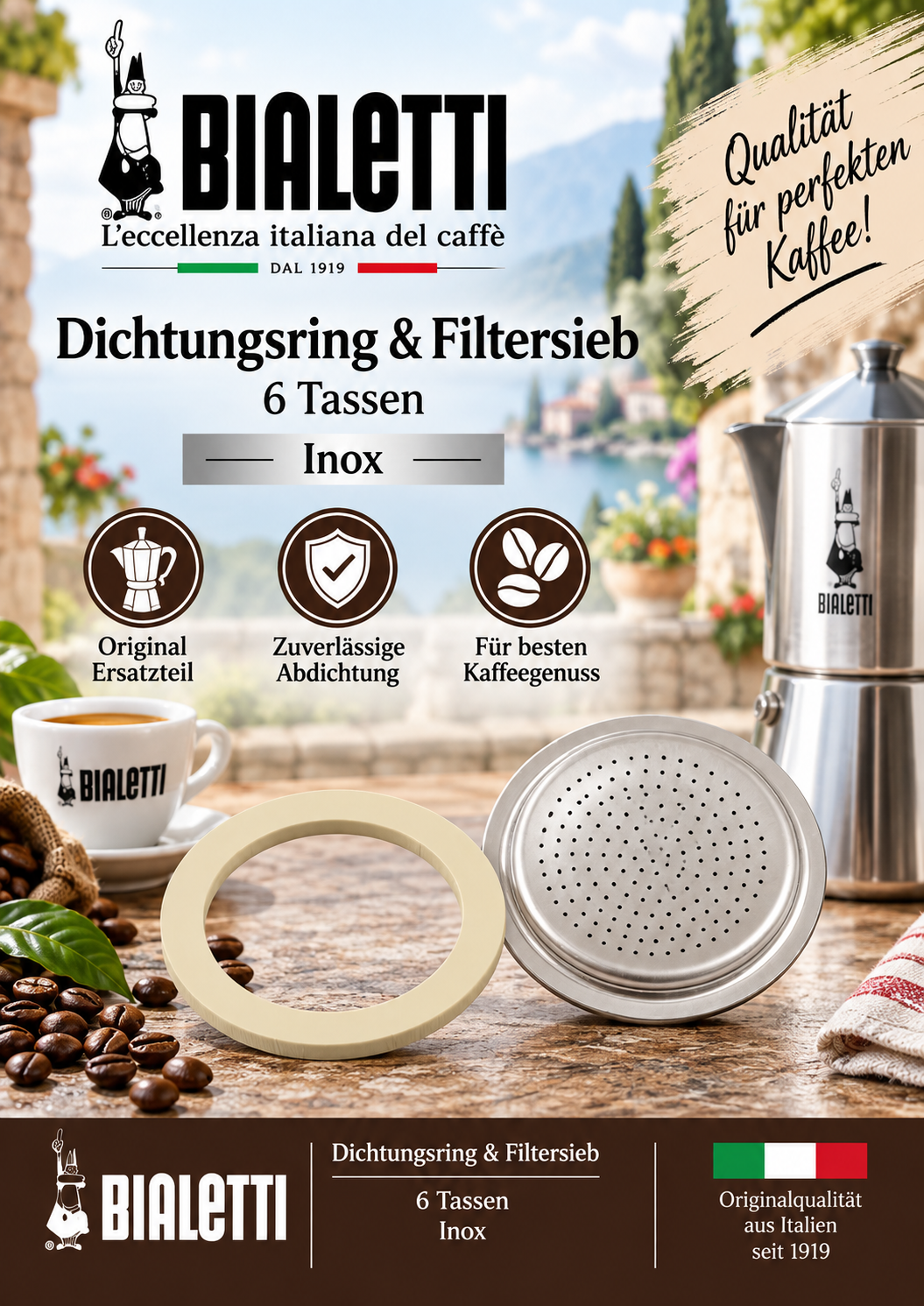 Kaffeefilter, Dichtungssieb, Edelstahl, 6 Tassen, Kaffeezubehör