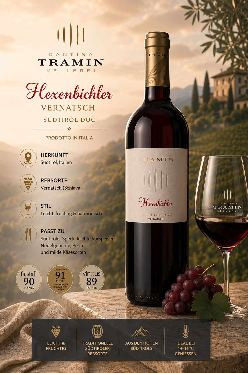 Wein, Rotwein, Südtirol, Vernatsch, Flasche