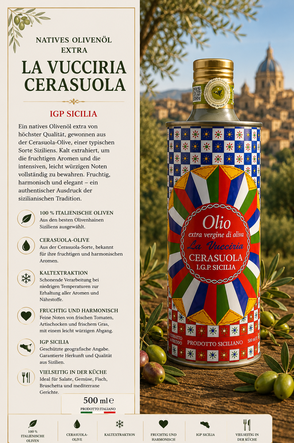 Olivenöl, Extra Vergine, La Vucciria, Cerasuola, IPE Sicilia