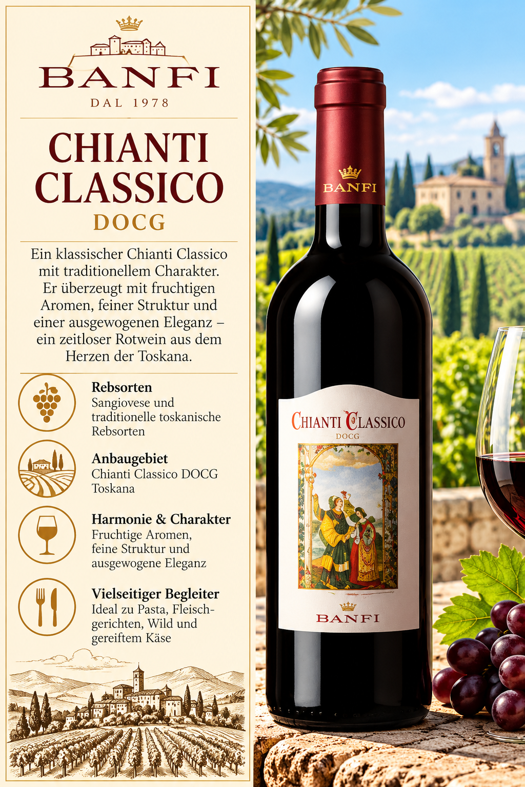 Wein, Rotwein, Chianti, DOCG, Flasche