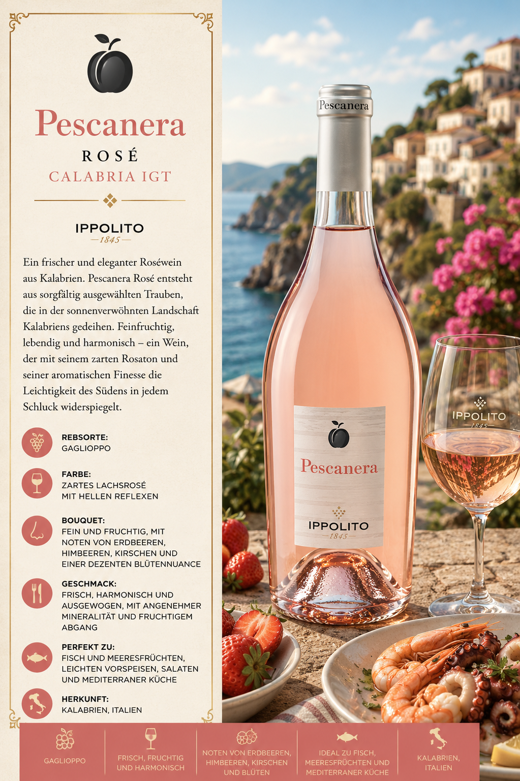 Rosé, Wein, Flasche, Glas, Etikett
