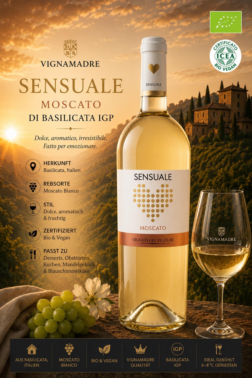 moscato, weißwein, italien, bio vegan, wein