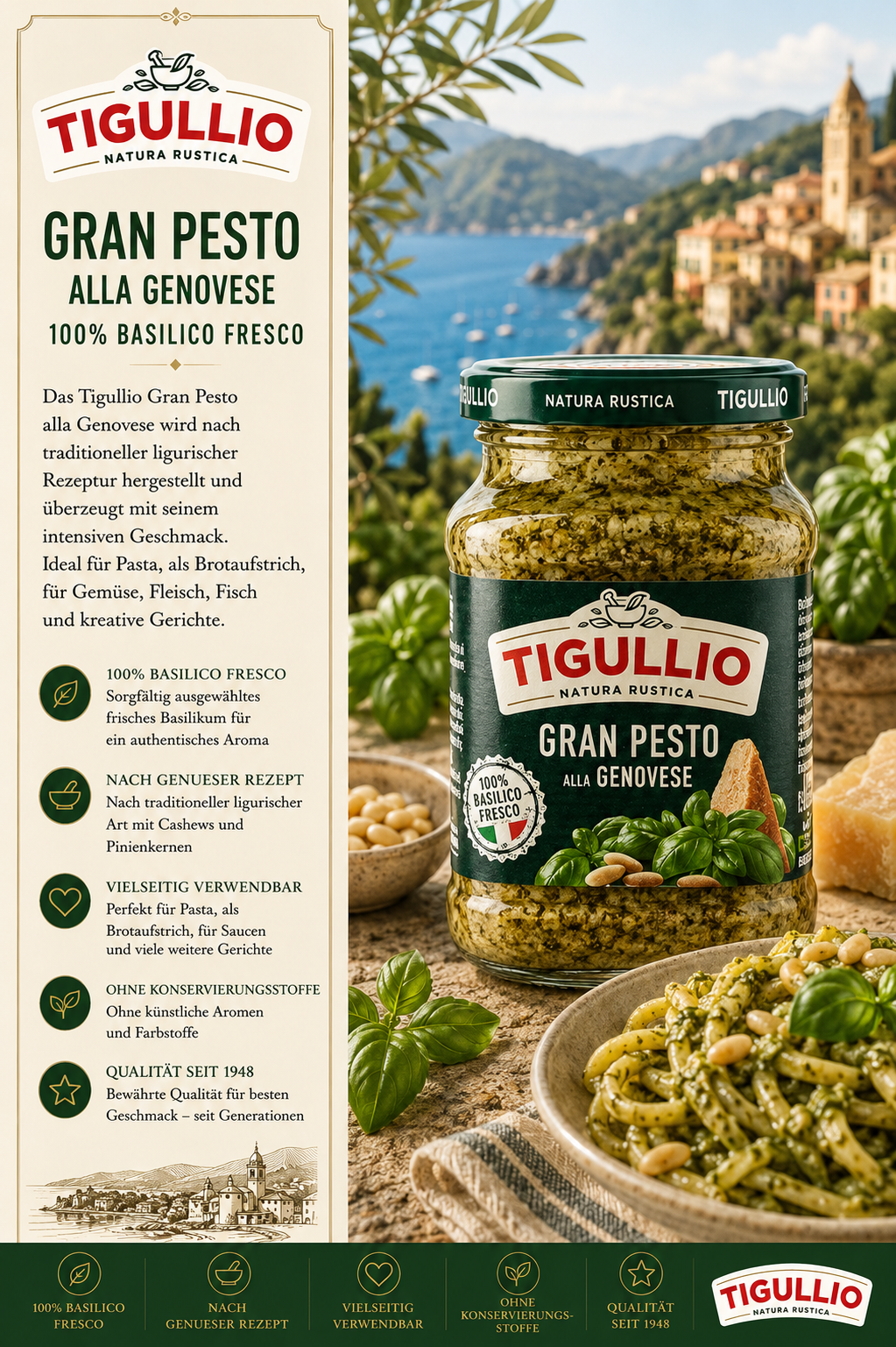 Gran Pesto, Genovese, Basilico, Natura Rustica, Glas Glasur
