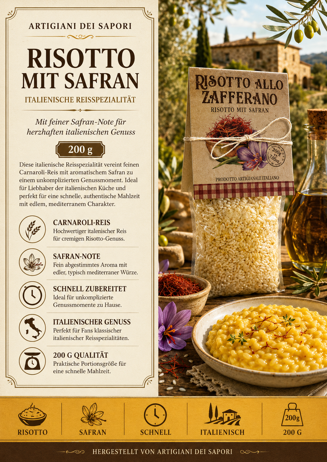 Risotto, Safran, Reis, Italienisch, 200 g