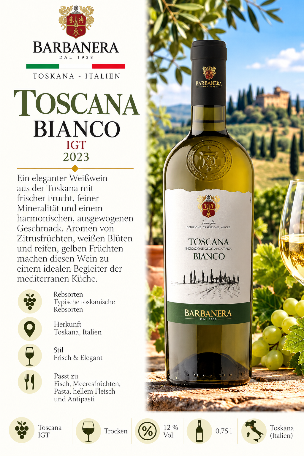 Wein, Weißwein, Toscana, Bianco, IGT