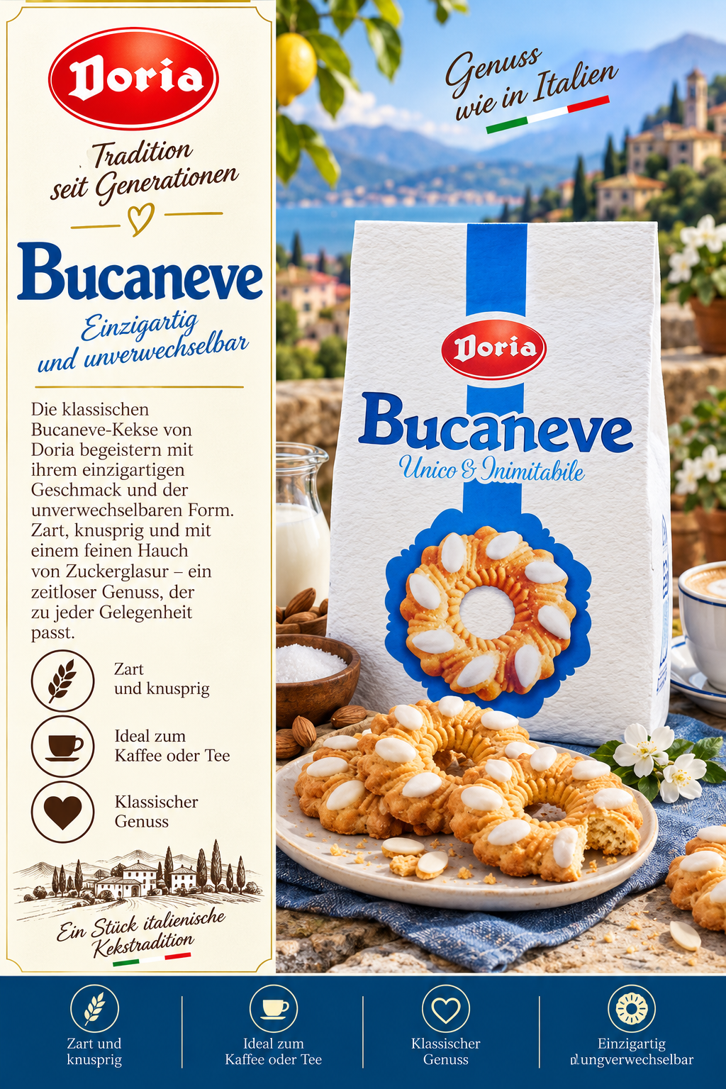 Bucaneve, Keks, Weißverpackung, Italienische Kekse, Mandeln