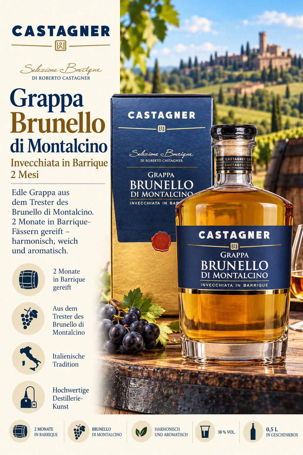 Grappa, Brunello, Montalcino, Barrique, Flasche