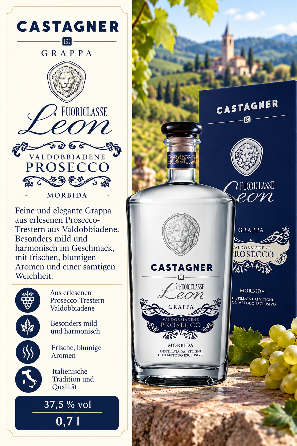 Prosecco, Grappa, Flasche, Glasflasche, Leon