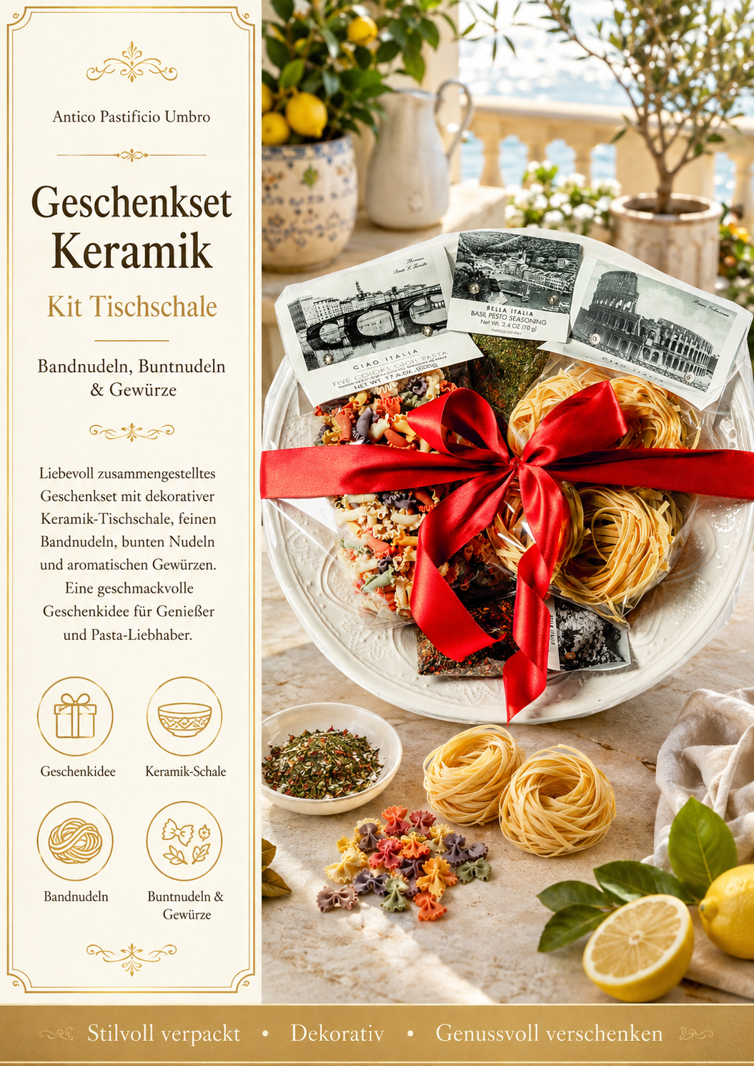 Keramik-Set, Tischschale, Spaghetti-Nudeln, Geschenk-Set, Dekoration
