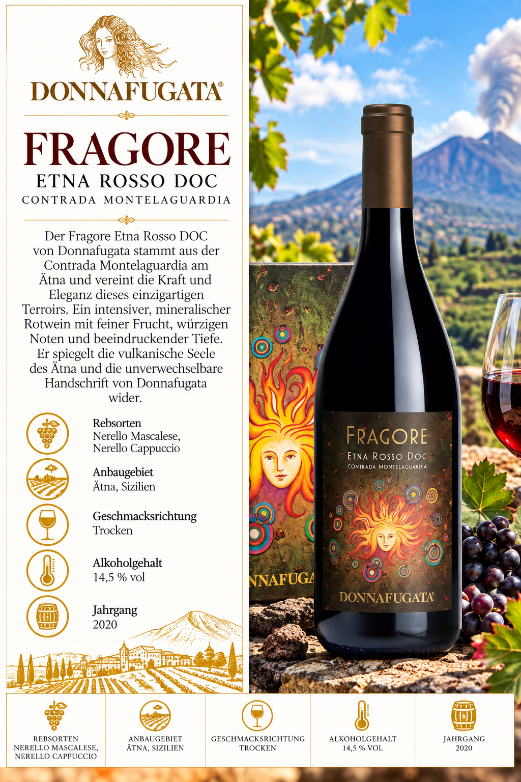 Wein, Rotwein, Etna Rosso, Fragore, Donnaufugata