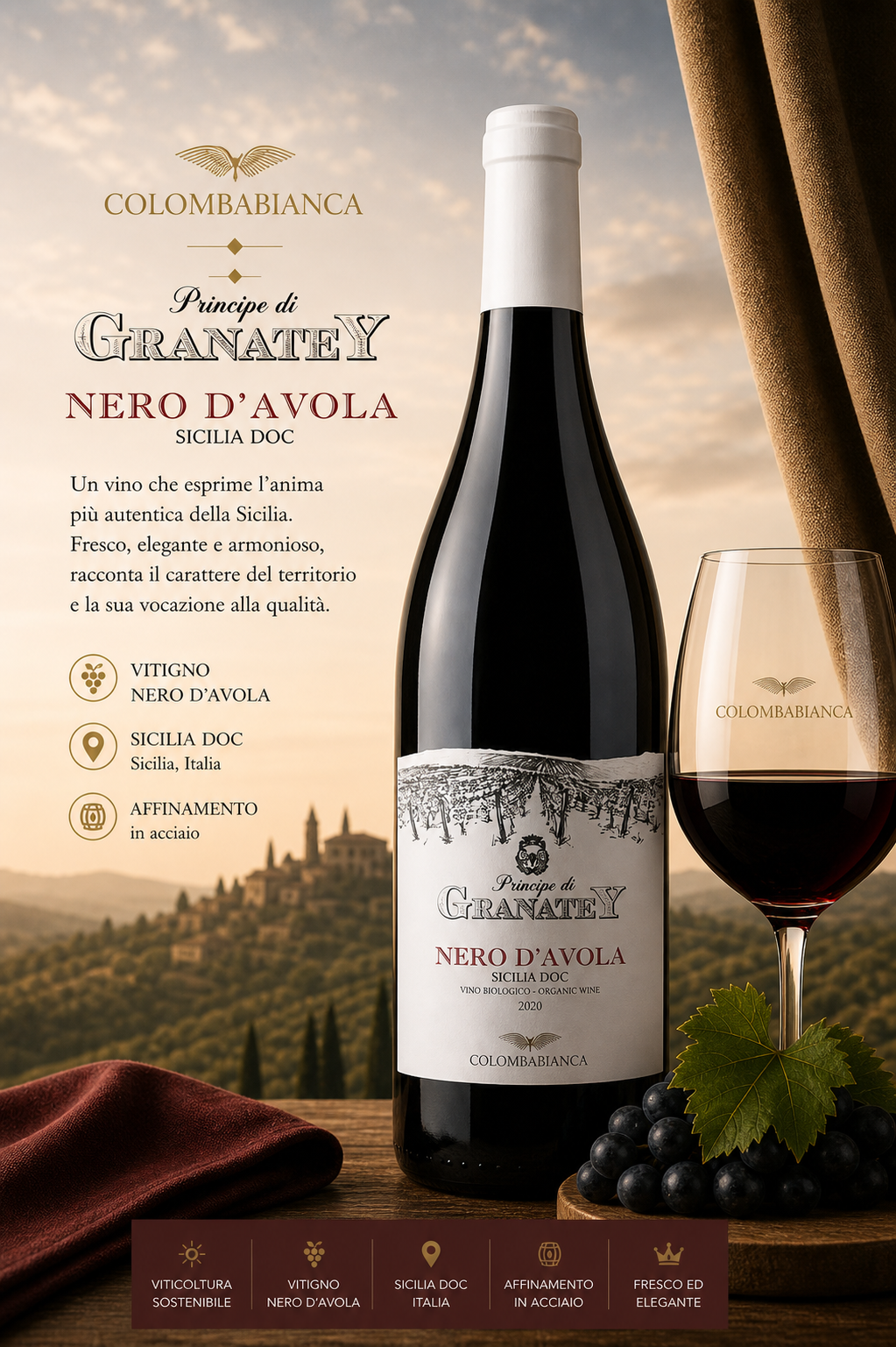 Wein, Rotwein, Nero d'Avola, Sicilia, Flasche