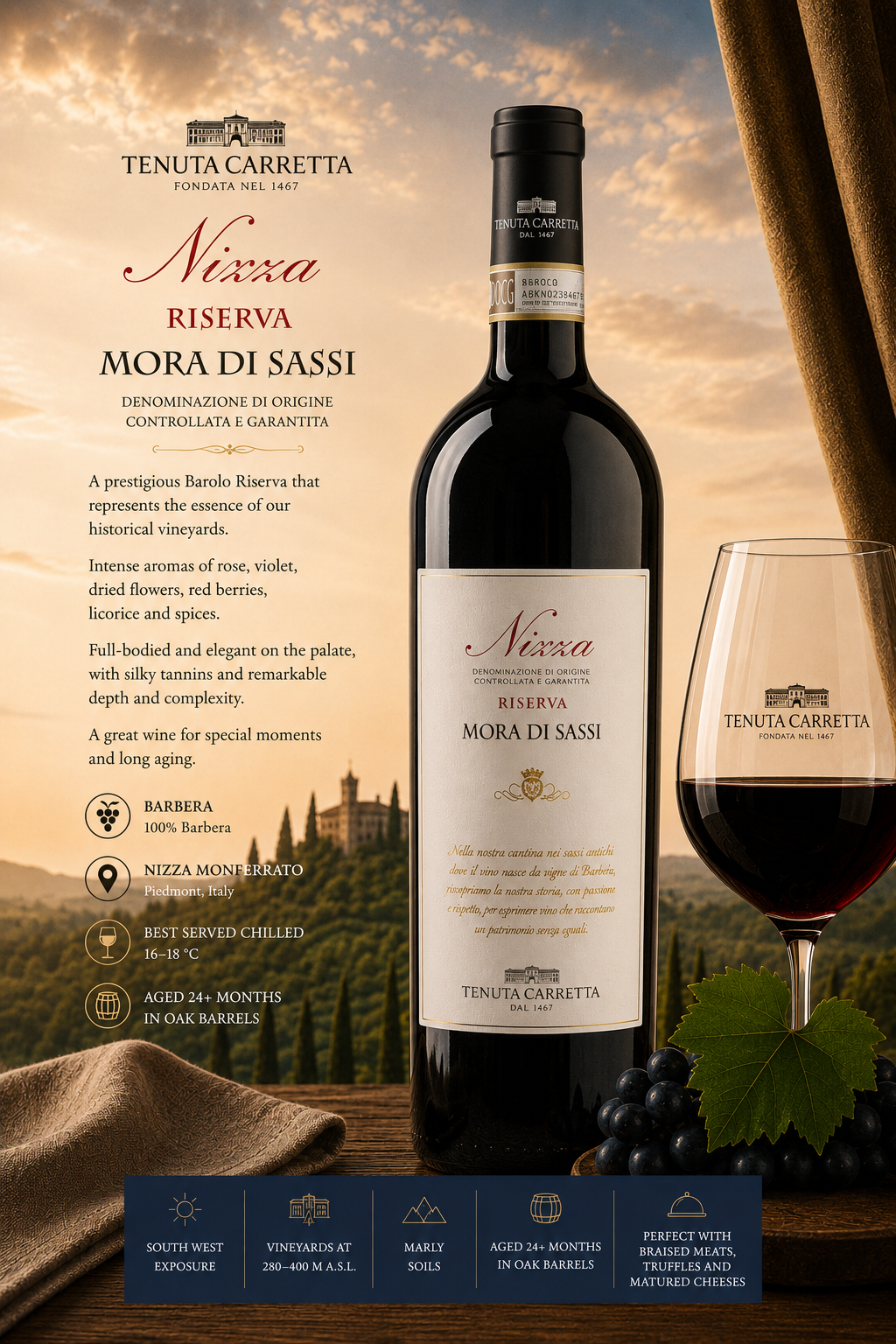 wein, barolo, mora di sassi, flasche, gläser