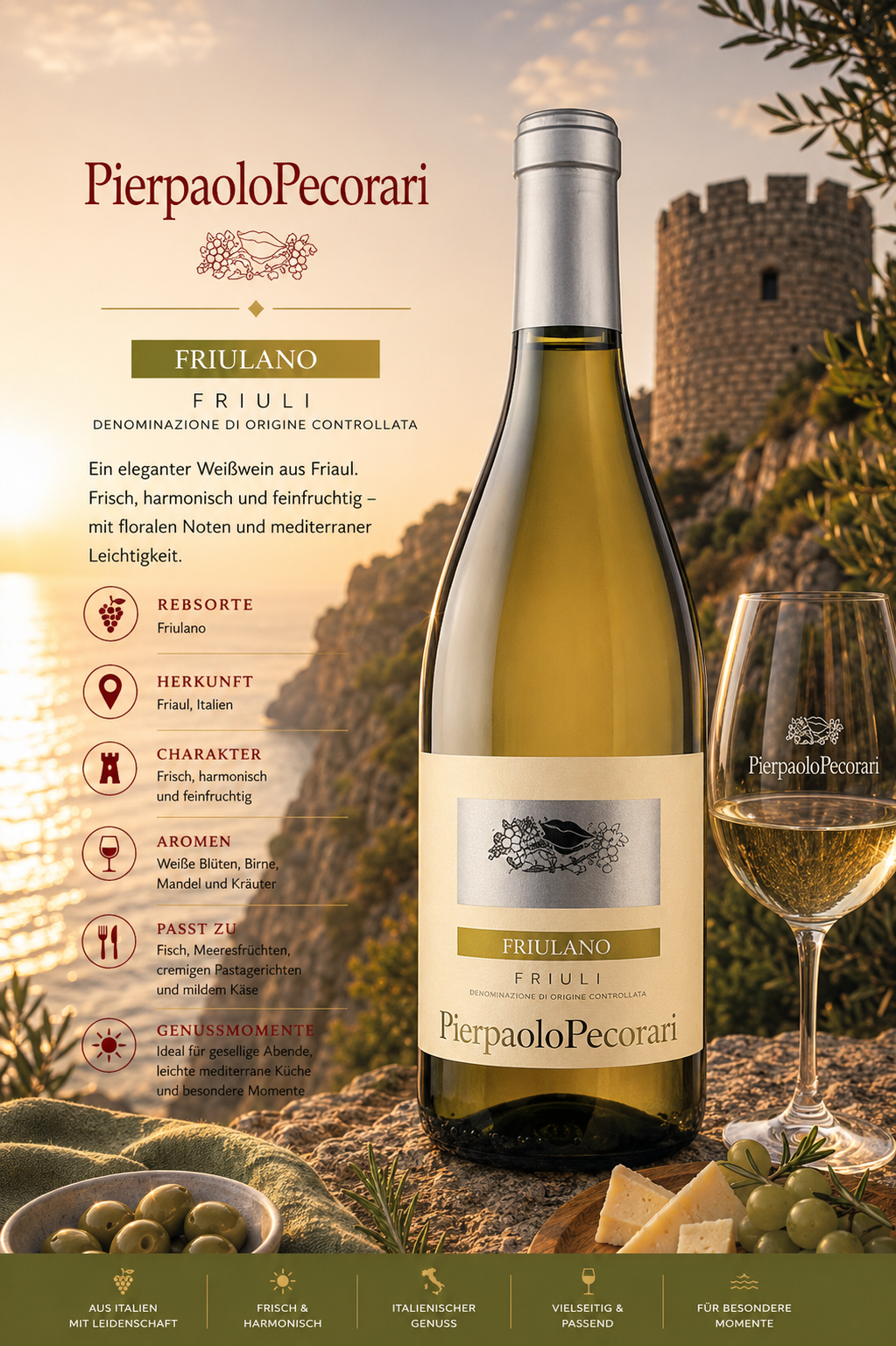 Weißwein, Friaul, Fruchtig, Flasche, Glas