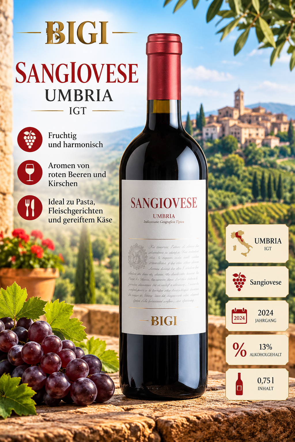 Wein, Rotwein, Sangiovese, Umbrien, IGT