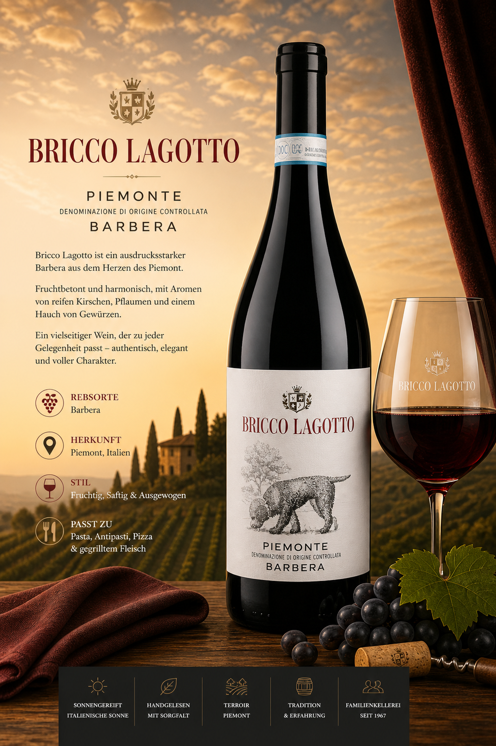 Wein, Rotwein, Piemonte, Barbera, Flasche
