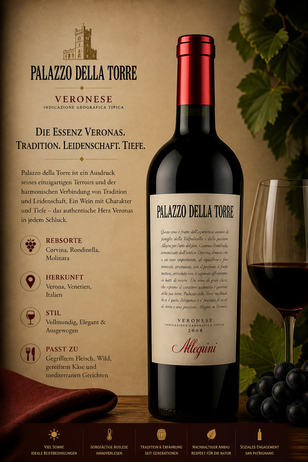 Wein, Rotwein, Veronese, Allegini, Flasche