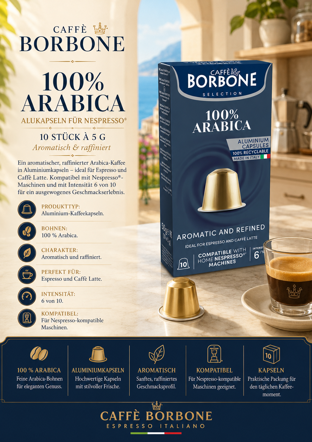 Aluminiumkapseln, Arabica, Kaffee, Kapseln, Espresso